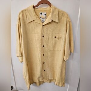 NWOT - Banana Cabana Yellow Silk Camp Shirt - Size L